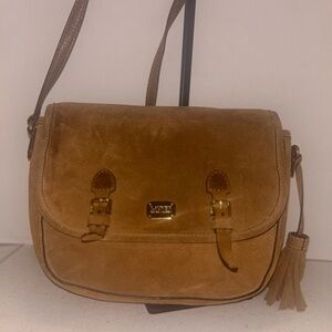 Lauren Ralph Lauren Suede Crossbody Bag in Camel Brown